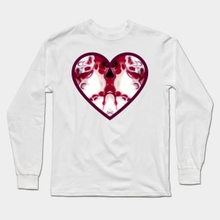 Red/White Paint Pour Heart Long Sleeve T-Shirt
